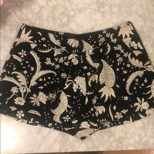 Zara floral print shorts with front pleat